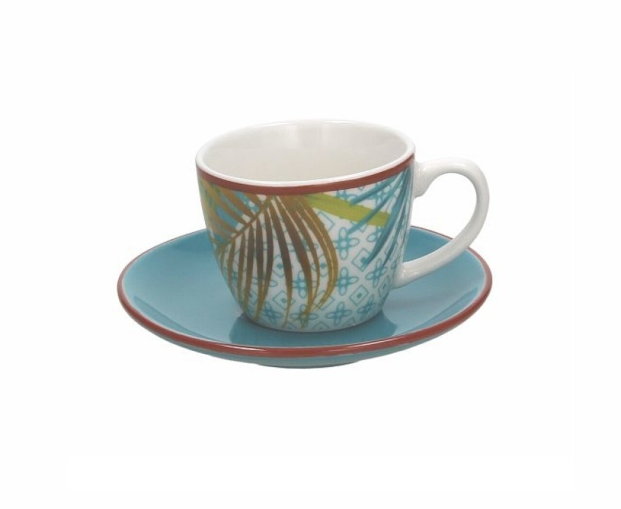 Set 6 cesti de cafea cu farfurii  Metropolis Jungle, Tognana, ceramica, 80 ml/11 cm, multicolor - imagine 4